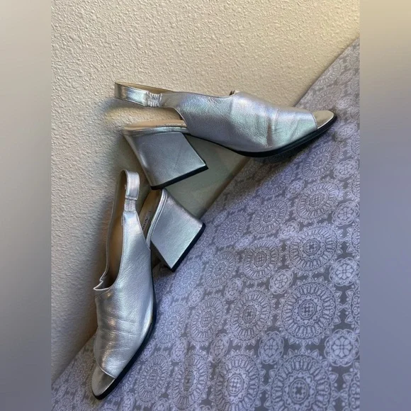 Aldo Chelini~Vtg~Soft~Leather~Slingback~Slant Wrapped Block Heel Sandal~Size 9 - Picture 2 of 16